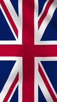 Vertical, portrait, waving national flag of Great Britain. Smooth animation with highly detailed, realistic animated background for social media, screens smartphone. Official colors cloth motion video