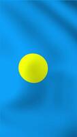 Vertical, portrait waving national flag of Palau. Smooth animation with highly detailed, realistic animated background for social media, screens smartphone. Cloth motion, official colors. video
