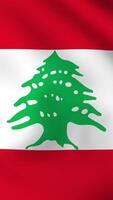 Vertical, portrait waving national flag of Lebanon. Smooth animation with highly detailed, realistic animated background for social media, screens smartphone. Cloth motion, official colors. video