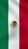 Vertical, portrait waving national flag of Mexico. Smooth animation with highly detailed, realistic animated background for social media, screens smartphone. Cloth motion, official colors. video
