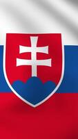 Vertical, portrait waving national flag of Slovakia. Smooth animation with highly detailed, realistic animated background for social media, screens smartphone. Cloth motion, official colors. video