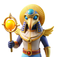 nostalgic spectacular Ra, Egyptian sun god, falcon head, NO BACKGROUND with Transparent Background. studio quality png