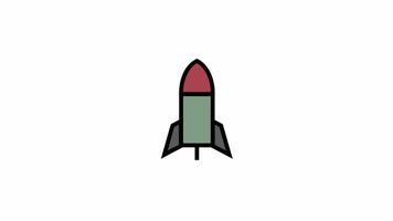 Rocket with red explosive head symbol - Military icon video