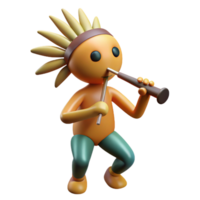 fascinating melancholic modern Kokopelli, Native American flute player, fertility symbol, NO BACKGROUND with Transparent Background. original png