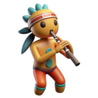 playful dazzling Kokopelli, Native American flute player, fertility symbol, NO BACKGROUND with Transparent Background. expertly shot png