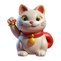 majestic playful baroque Maneki-neko, Japanese beckoning cat, good luck, NO BACKGROUND with Transparent Background. precision png