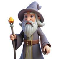 sumptuous unparalleled A wise old wizard with a long white beard and staff. NO BACKGROUND with Transparent Background. png