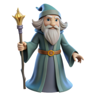 pristine nordic A wise old wizard with a long white beard and staff. NO BACKGROUND with Transparent Background. perfect clarity png