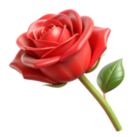 sumptuous whimsical gothic A single, perfect red rose with thorns, enchanted. NO BACKGROUND with Transparent Background. expertly shot png