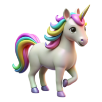 enchanting traditional A magical unicorn with a rainbow mane and tail. NO BACKGROUND with Transparent Background. refined png