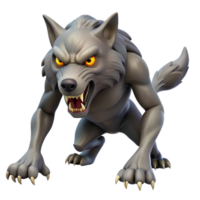 signature tropical A snarling werewolf with sharp claws and glowing eyes. NO BACKGROUND with Transparent Background. high resolution png