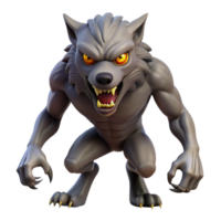 splendid retro A snarling werewolf with sharp claws and glowing eyes. NO BACKGROUND with Transparent Background. top-tier png