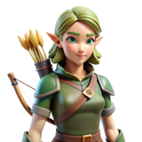 mysterious enchanting A beautiful elf archer with a quiver of arrows. NO BACKGROUND with Transparent Background. 4K png