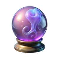 picturesque dreamy impressionist A single, glowing crystal ball filled with swirling smoke. NO BACKGROUND with Transparent Background. impeccable png