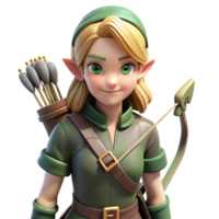 breathtaking baroque A beautiful elf archer with a quiver of arrows. NO BACKGROUND with Transparent Background. 8K png