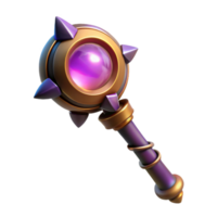 mysterious pristine A powerful magic staff topped with a glowing orb. NO BACKGROUND with Transparent Background. precision png