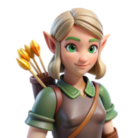 quintessential avant-garde A beautiful elf archer with a quiver of arrows. NO BACKGROUND with Transparent Background. professional png