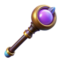 radiant reflective baroque A powerful magic staff topped with a glowing orb. NO BACKGROUND with Transparent Background. 8K png