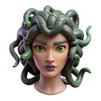 bold wonderful A menacing medusa with snakes for hair and a piercing gaze. NO BACKGROUND with Transparent Background. expertly shot png