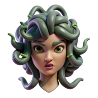 fascinating timeless A menacing medusa with snakes for hair and a piercing gaze. NO BACKGROUND with Transparent Background. png