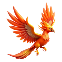 vibrant nostalgic victorian A majestic phoenix with fiery wings, mid-flight. NO BACKGROUND with Transparent Background. museum quality png