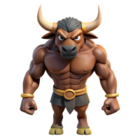rare avant-garde A fierce minotaur with a bull's head and human body. NO BACKGROUND with Transparent Background. perfect clarity png