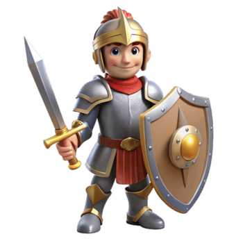 magnífico excepcional uma bravo cavaleiro dentro brilhando armaduras com uma espada e escudo. não fundo com transparente fundo. png