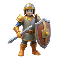 distinctive artistic A brave knight in shining armor with a sword and shield. NO BACKGROUND with Transparent Background. refined png