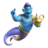 reflective radiant A powerful genie emerging from a magic lamp. NO BACKGROUND with Transparent Background. refined png
