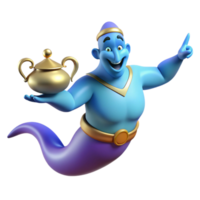 ethereal impressive A powerful genie emerging from a magic lamp. NO BACKGROUND with Transparent Background. 4K png