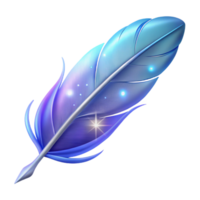 magnificent retro A single, floating feather with magical properties. NO BACKGROUND with Transparent Background. flawless png
