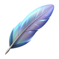 iconic avant-garde A single, floating feather with magical properties. NO BACKGROUND with Transparent Background. high quality png