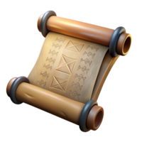 alluring memorable A single, ancient scroll with cryptic writing. NO BACKGROUND with Transparent Background. png