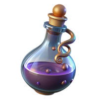 spectacular urban A single, ornate potion bottle filled with a swirling liquid. NO BACKGROUND with Transparent Background. studio quality png