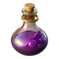 passionate impressive A single, ornate potion bottle filled with a swirling liquid. NO BACKGROUND with Transparent Background. 8K png