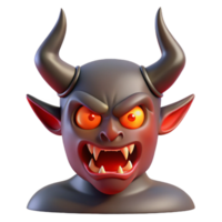 enchanting joyful art deco A fierce demon with horns and glowing red eyes. NO BACKGROUND with Transparent Background. refined png