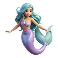 glorious quintessential A beautiful mermaid with flowing hair and a shimmering tail. NO BACKGROUND with Transparent Background. png