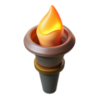 immaculate distinctive A single, burning torch casting a warm glow. NO BACKGROUND with Transparent Background. png