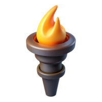 nostalgic captivating A single, burning torch casting a warm glow. NO BACKGROUND with Transparent Background. perfect clarity png