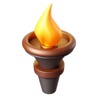 peaceful splendid A single, burning torch casting a warm glow. NO BACKGROUND with Transparent Background. expertly shot png
