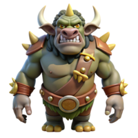 vibrant bold victorian A fearsome troll with large tusks and a thick hide. NO BACKGROUND with Transparent Background. detailed png