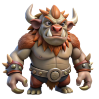 fascinating renaissance A fearsome troll with large tusks and a thick hide. NO BACKGROUND with Transparent Background. 4K png
