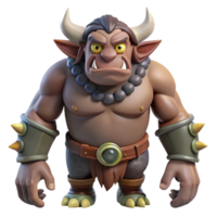 playful dramatic A fearsome troll with large tusks and a thick hide. NO BACKGROUND with Transparent Background. museum quality png