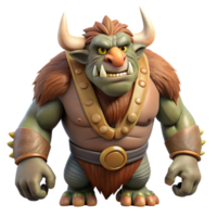 energetic serene A fearsome troll with large tusks and a thick hide. NO BACKGROUND with Transparent Background. top-tier png