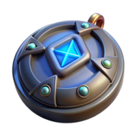 quintessential renaissance A single, magical amulet with glowing runes. NO BACKGROUND with Transparent Background. professional png