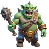 ethereal picturesque A fierce ogre with a large club and a menacing growl. NO BACKGROUND with Transparent Background. sharp png