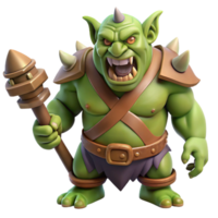 dramatic exquisite A fierce ogre with a large club and a menacing growl. NO BACKGROUND with Transparent Background. exclusive png