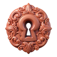 mysterious enchanting A single, ornate keyhole with intricate carvings. NO BACKGROUND with Transparent Background. perfect clarity png