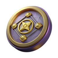 mesmerizing retro A single, ancient coin with mystical symbols. NO BACKGROUND with Transparent Background. authentic png