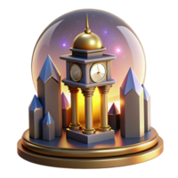 serene modern Sun Setting Behind Clock Tower Transparent Background png
